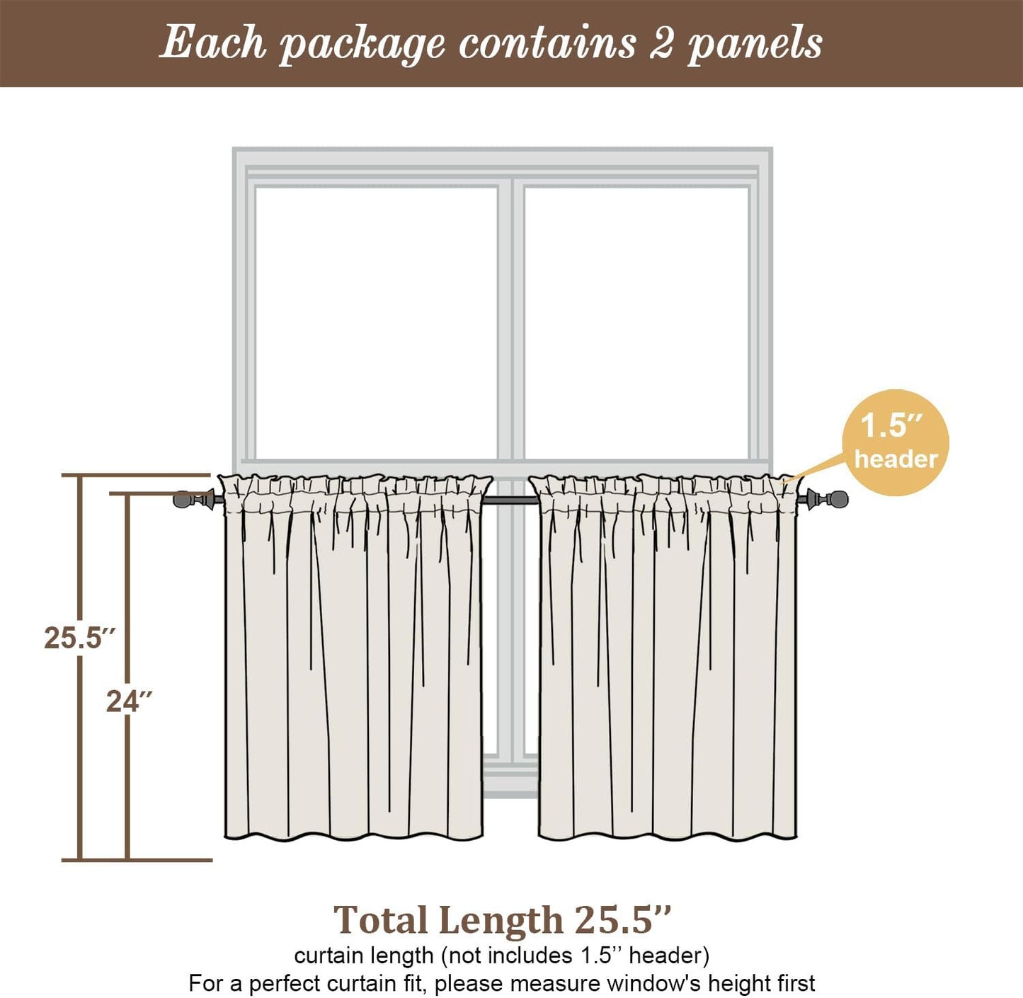 Chyhomenyc Sheer Lemon Tier Curtains 24 Inch Length Set, Small Window Kitchen Curtains for Bathroom Living Room Basement, Farmhouse Short Voile Curtain 42Wx24L, Rod Pocket, 2 PCS