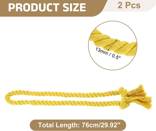 uxcell 2Pcs Rope Curtain Tiebacks, 30" Polyester Tassel Curtain Drapes Holdbacks Hand-Woven Decorative Tie Backs for Home Office Decor, Yellow
