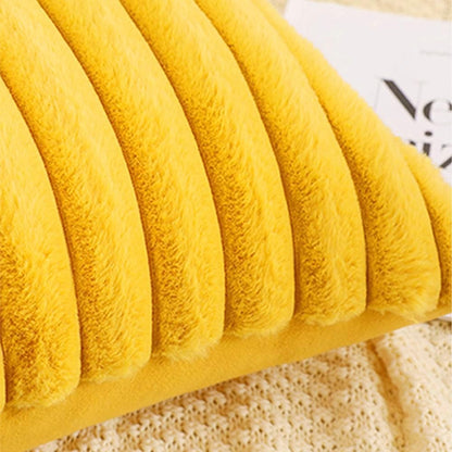 All Smiles Throw Pillow Covers 18x18 Set of 2 Faux Fur Soft Fluffy Velvet Cushion Case Autumn Thanksgiving Decoration Farmhouse Home Decor for Couch Bed Sofa Living Room,Mustard Yellow