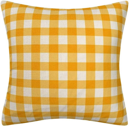 Yellow and White Buffalo Check Plaid Throw Pillow Cover Farmhouse Decorative Throw Pillow Case Indoor Outdoor Cushion Cover Pillowcase for Sofa 18 x 18 Inch Set of 2