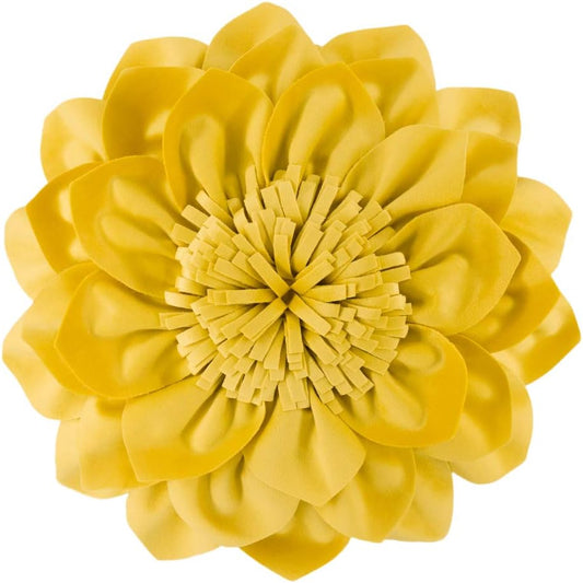OiseauVoler Decorative Throw Pillow 3D Flower Round Pillow Accent Handmade Cushion with Insert for Couch Bed Home Decor 12 Inch Yellow