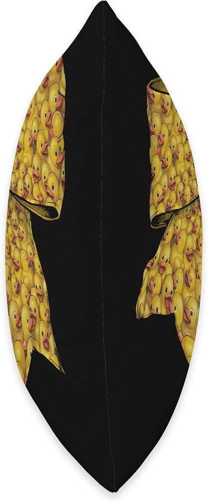 Rubber Duck Cute Yellow Duckie Pattern Girl Coquette Bow Throw Pillow
