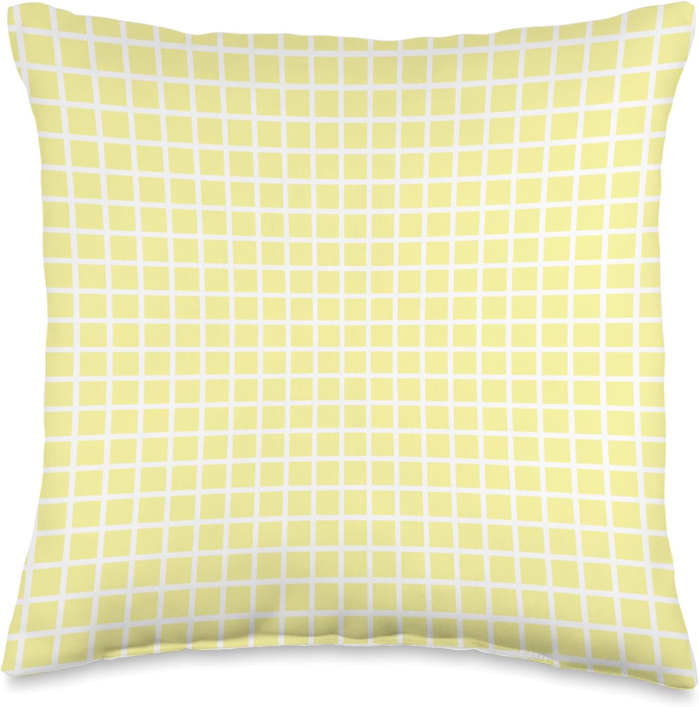 Light Yellow and White Check Pattern Throw Pillow