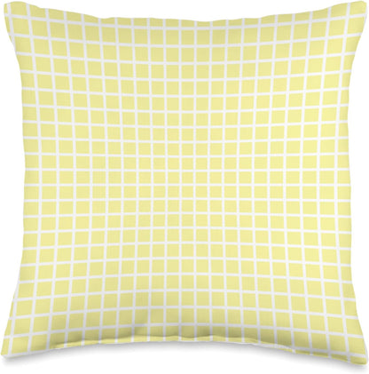 Light Yellow and White Check Pattern Throw Pillow