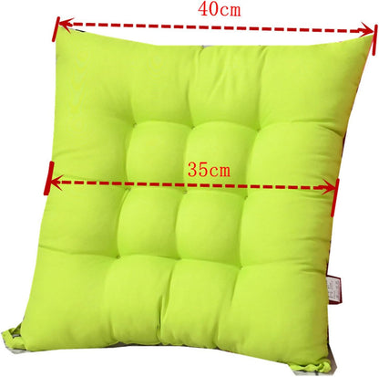 Reyox Square Chair Cushion Polyester Chair Pad with Ties for Kitchen, Office, Indoor Yellow 16" x 16" Set of 4