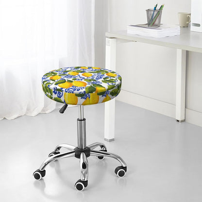 Vibrant Yellow Lemons Round Bar Stool Cover Waterproof Stool Slipcover Anti-Slip Seat Cover Cushion 13 Inch