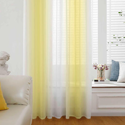 Lemon Yellow Ombre Sheer Curtains 45 Inches Long for Living Room/Bedroom, Gradient Yellow and White Rod Pocket Voile Kitchen Curtains & Drapes Window Treatment 1 Panel, 52" W x 45" L