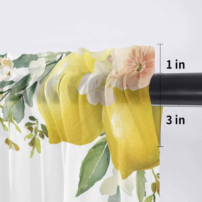 Country Sheer Curtain 18 Inch Long Welcome Yellow Lemon Farm White Background Light Filtering Rod Pocket Voile Curtain Valance for Bedroom Kitchen Cafe Window 54" W x 18" L