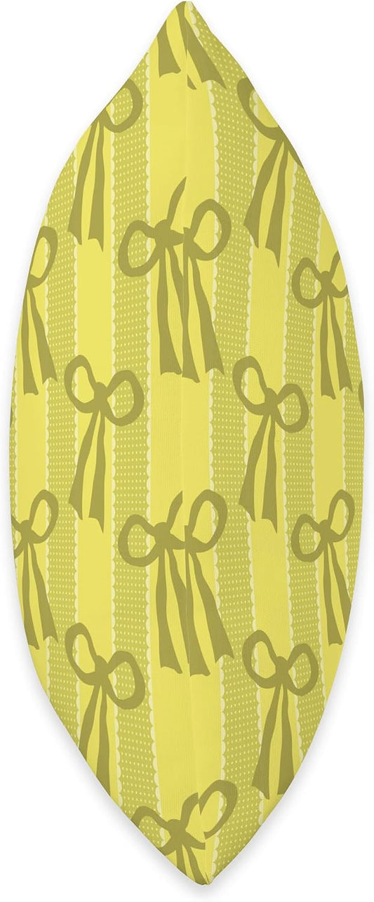 Yellow Bows and Ribbon Stripes Throw Pillow