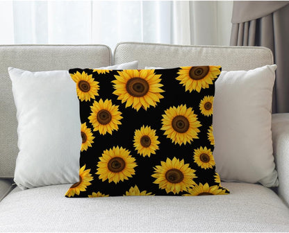 Moslion Sunflower Floral Yellow Flower Blossom Petals Plant Throw Pillow Covers Pillowcases 18x18 Inch Cotton Linen Home Pillow Protector for Men Women