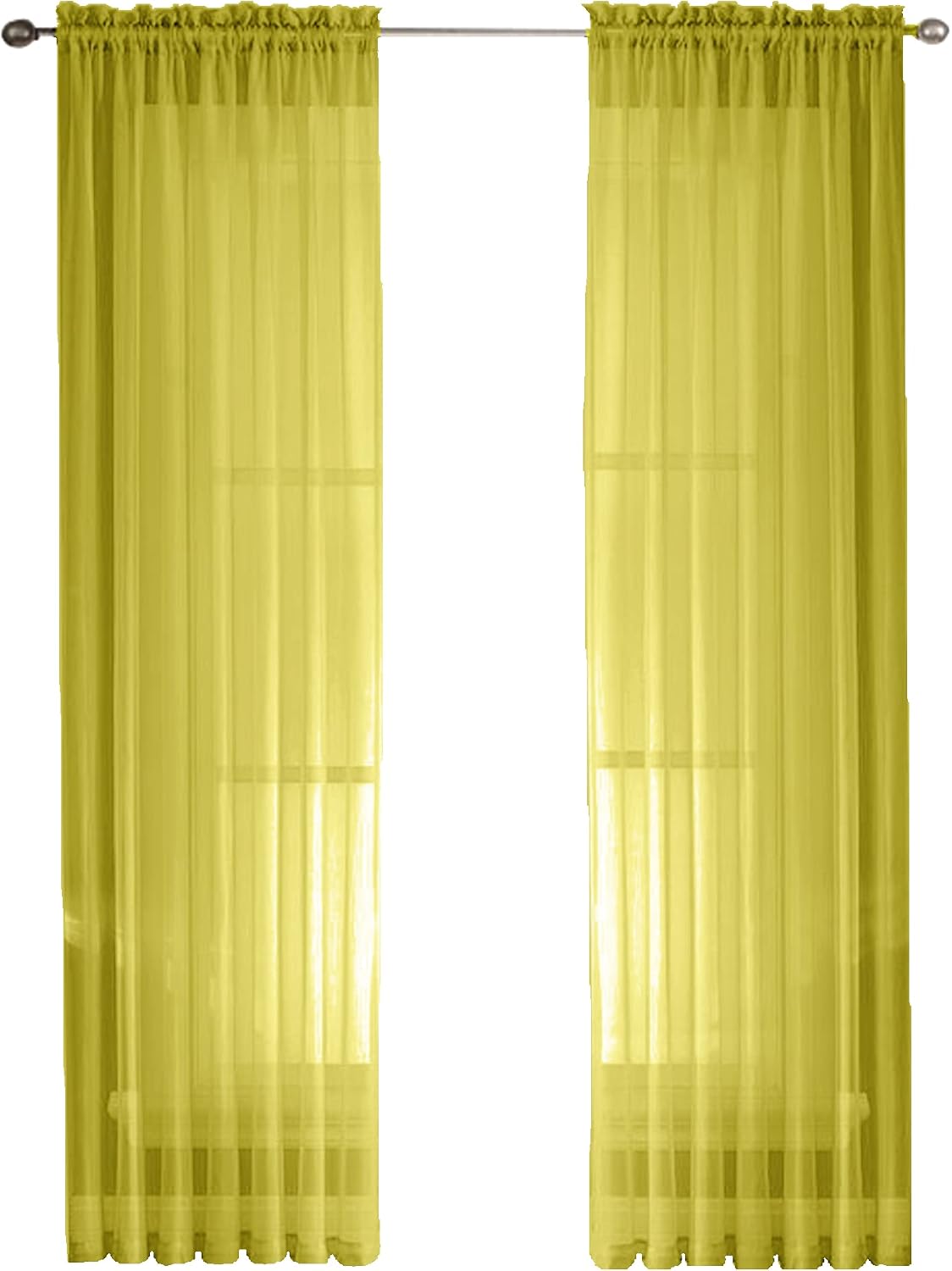Sapphire Home Yellow Sheer Curtains - 84 Inches Length, 2 Panels Set Sheer Drapes, Light Filtering Textured Window Curtain for Living Room, Bedroom, Kitchen, and Dining Room - 54"x84", Yellow