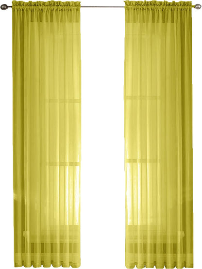 Sapphire Home Yellow Sheer Curtains - 84 Inches Length, 2 Panels Set Sheer Drapes, Light Filtering Textured Window Curtain for Living Room, Bedroom, Kitchen, and Dining Room - 54"x84", Yellow