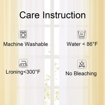 Ombre Faux Linen Sheer Curtains for Bedroom Living Room Rod Pocket, Privacy and Light Filtering, 2 Tone Reversible Gradient Voile Semi Window Curtains, Set of 2 Panels, Yellow, 54 x 63 Inch Length