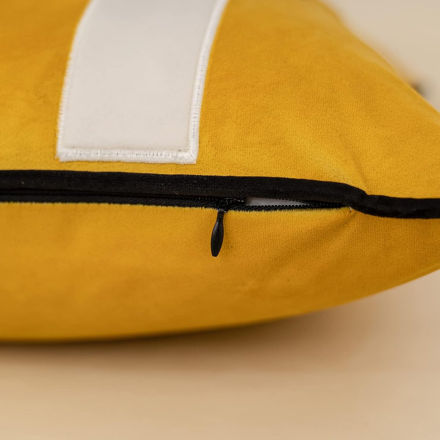 Yangest Yellow Decorative Velvet Throw Pillow Cover Striped Patchwork Cushion Case Modern 18x18 Inch Pillowcase for Sofa Couch Bedroom Living Room Home Decor