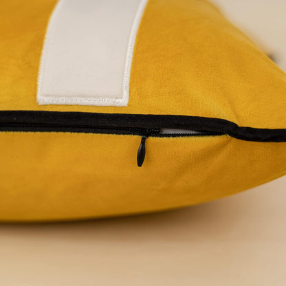 Yangest Yellow Decorative Velvet Throw Pillow Cover Striped Patchwork Cushion Case Modern 18x18 Inch Pillowcase for Sofa Couch Bedroom Living Room Home Decor