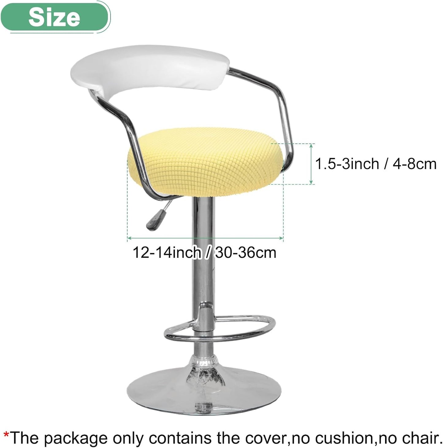 M METERXITY 1-Pack Bar Stool Covers Round, for 12-14 Inch Polyester Corn Grid Seat Covers with Elastic Bands for Bar Stool/Round Cushion [Lemon Yellow]
