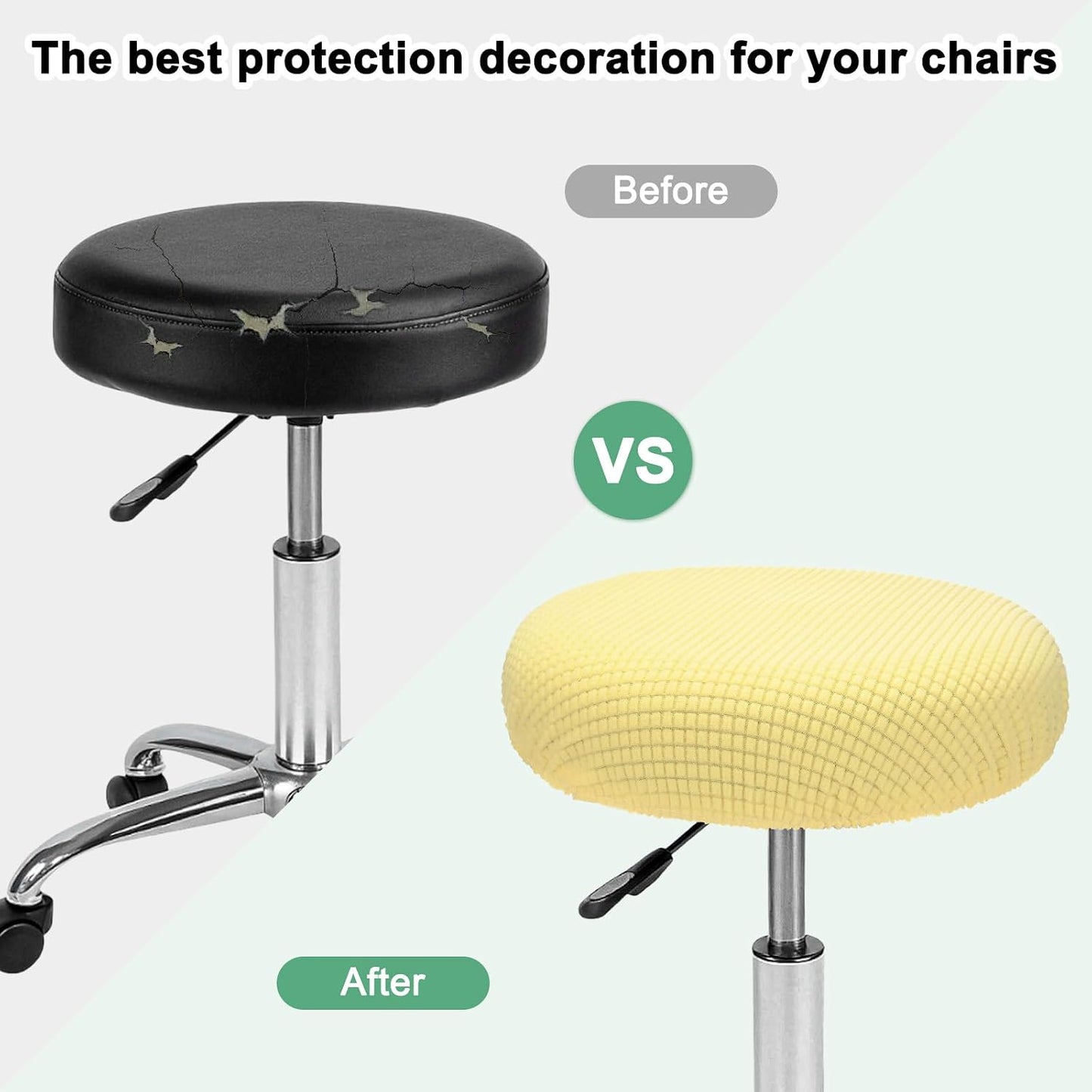 M METERXITY 1-Pack Bar Stool Covers Round, for 12-14 Inch Polyester Corn Grid Seat Covers with Elastic Bands for Bar Stool/Round Cushion [Lemon Yellow]