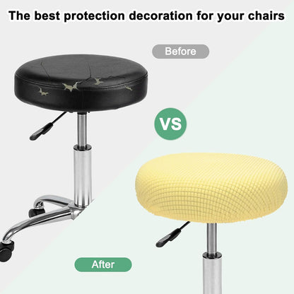 M METERXITY 2-Pack Bar Stool Covers Round, for 12-14 Inch Polyester Corn Grid Seat Covers with Elastic Bands for Bar Stool/Round Cushion [Lemon Yellow]