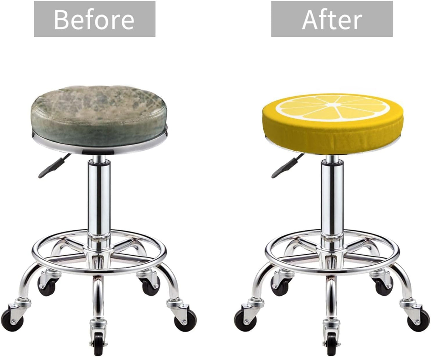 Lemon Round Bar Stool Cover 13 Inch, Soft Breathable Velvet Chair Seat Cushion Slipcover for Cafe Restaurant Hotel Bar