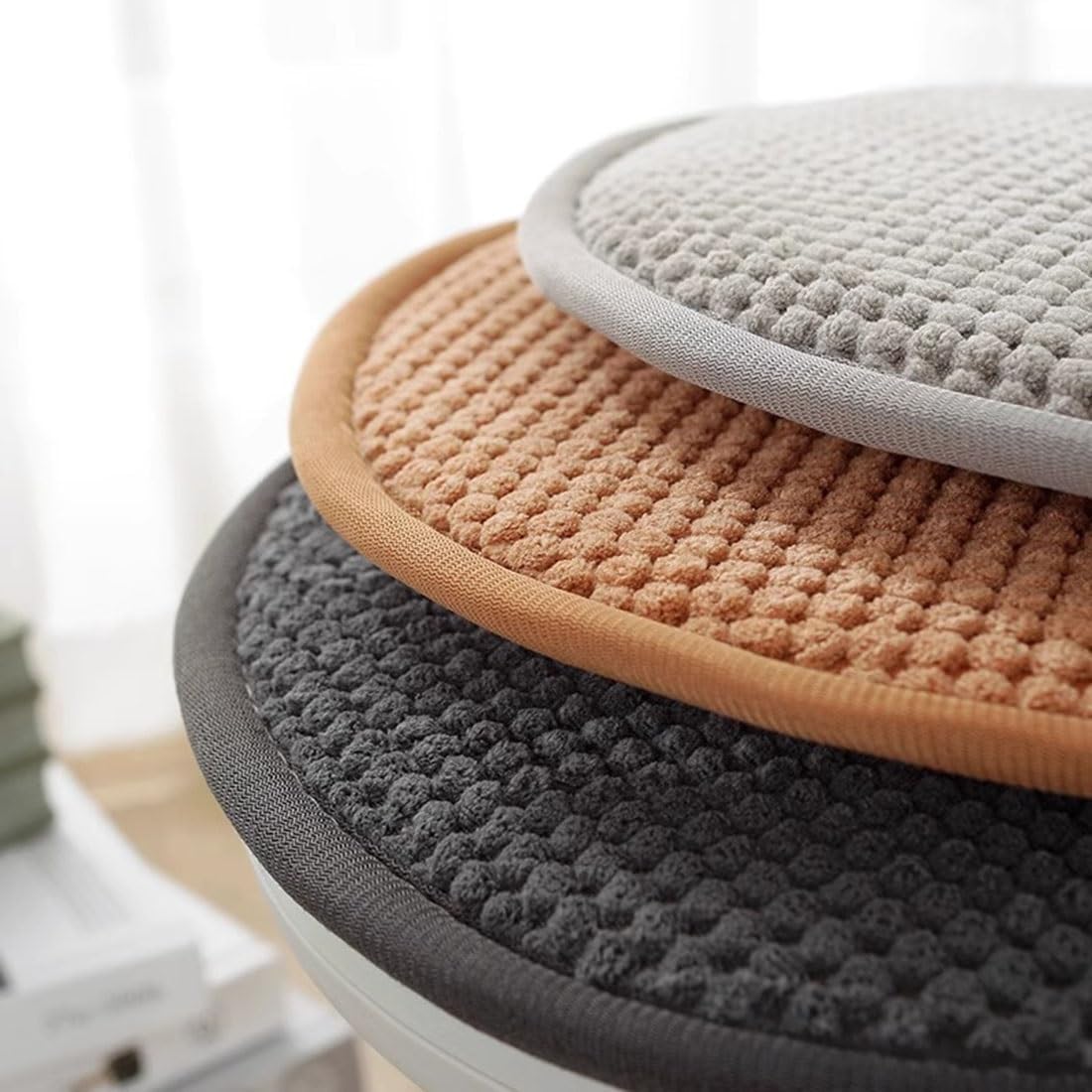 1/2/4 Packs Solid Color Round Seat Pads, Non-slip Chair Cushion With Elastic Ties Hooks, Small Round Stool Seat Cushion, Rattan Chair Seat Cushions ( Color : Lemon Yellow , Size : 35*35cm(1pack) )