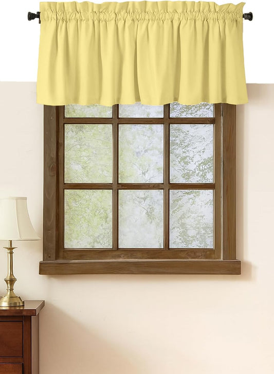 Native Fab Window Valance Curtains 2 Pack - Light Filtering, Semi Sheer, Modern & Farmhouse Style Decor, 54 Inch x 18 Inch, Drapery for Kitchen, Basement, Bedroom, Cafe Windows - Pale Yellow
