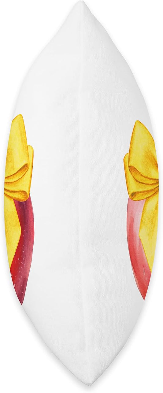 Red Apple with Yellow Coquette Bow – Teacher Back to School Throw Pillow