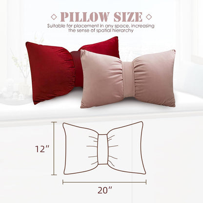 Bow Pillow Throw Velvet Bow Shaped Removable Cover Soft Lumbar Pillow Decorative Throw for Living Room Couch Bed Sofa Car Decoration,Yellow