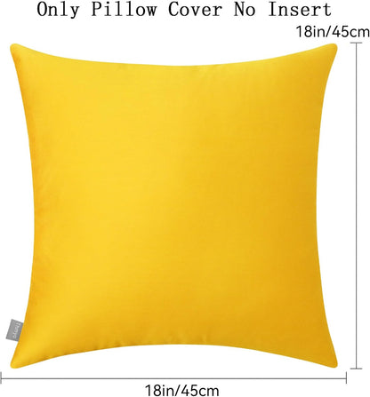 Thmyo 4-Pack 100% Cotton Comfortable Solid Decorative Throw Pillow Cases Square Cushion Covers Sublimation Blank DIY Throw Pillowcase (Only Pillow Covers No Inserts)(18x18 inch/45x45cm,Yellow)