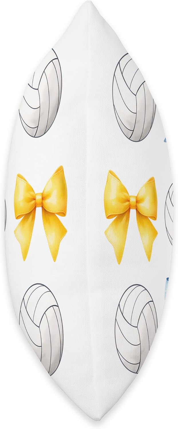 Volleyballs & Blue & Yellow Gold Bows Volleyball Team Player Throw Pillow