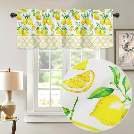 LeLehome Moroccan Window Curtain Valance 1 Panel, 54 X 18 Inch Window Treatment Summer Home Decor Linen with Rod Pocket for Cafe Kitchen Bedroom, Yellow Lemon