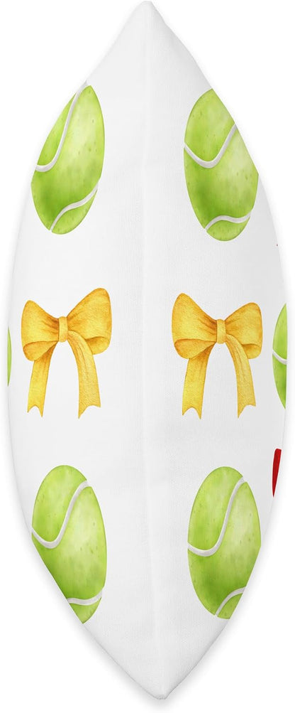Girls Tennis Player Tennis Team Red & Yellow Gold Bow Balls Throw Pillow