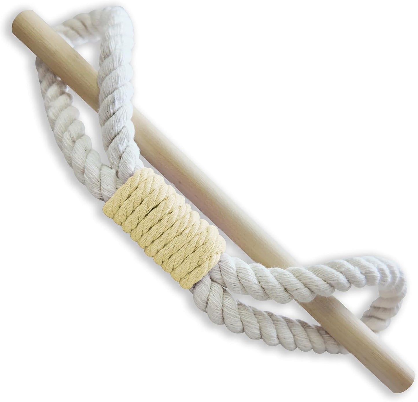 Curtain Tiebacks Rustic Holdbacks for Drapes, Farmhouse Tie Backs for Curtains, Cotton Rope with Wood Club, Natural Boho Decor Shabby Chic Drapery Holder, Pack-2, Yellow