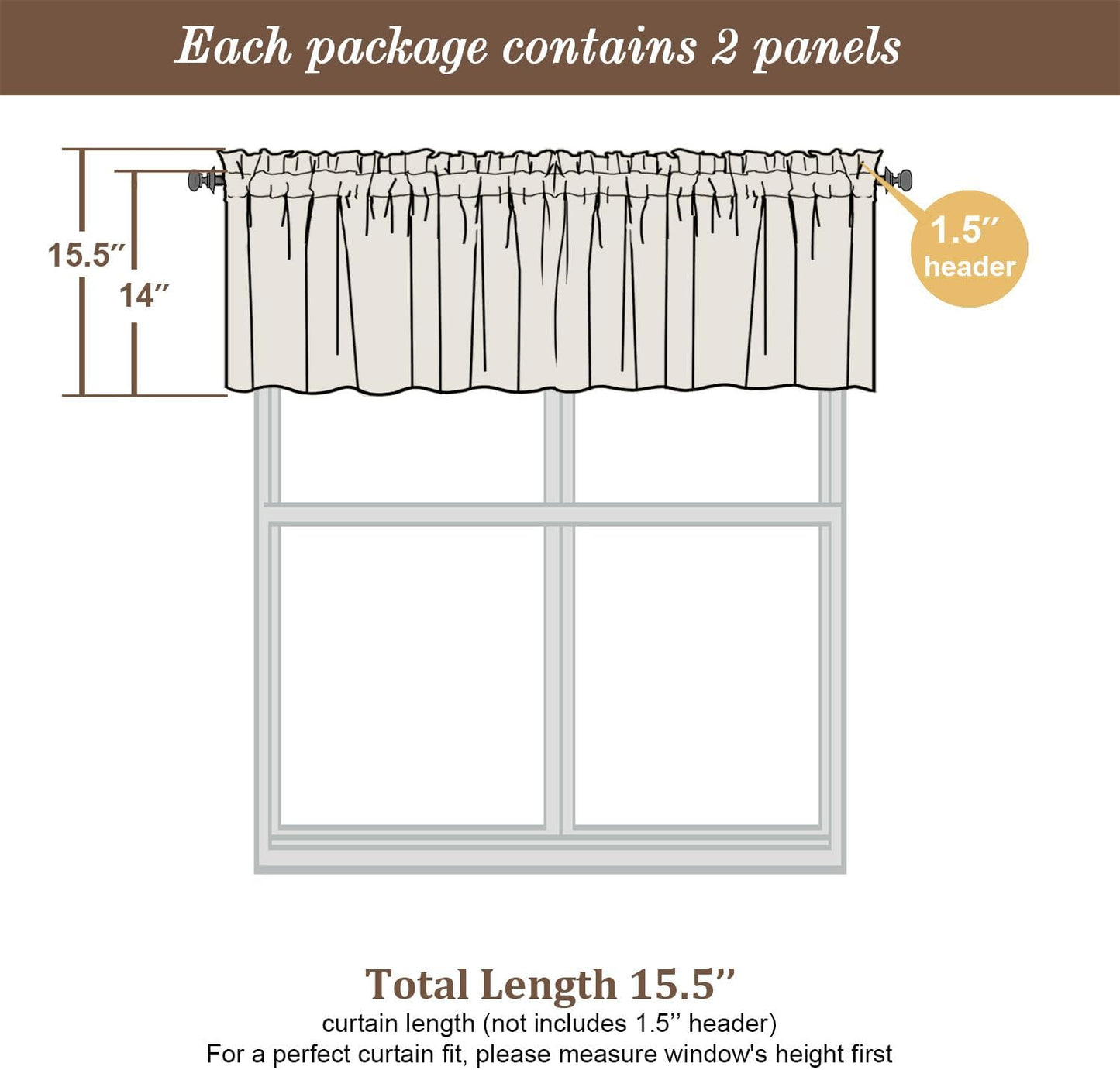 Chyhomenyc Sheer Valances for Windows, Light Filtering Small Window Curtains for Living Room Bathroom Cafe Laundry Basement, Modern Top Dual Rod Pocket Voile Curtain, 42Wx14L inches, Lemon, 2 Pieces