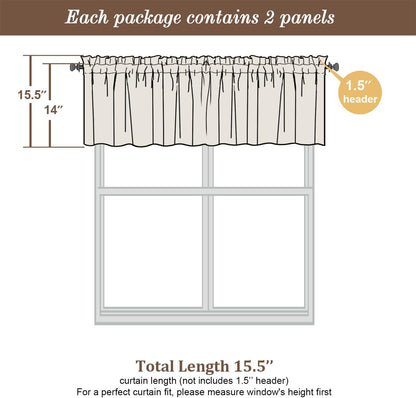 Chyhomenyc Sheer Valances for Windows, Light Filtering Small Window Curtains for Living Room Bathroom Cafe Laundry Basement, Modern Top Dual Rod Pocket Voile Curtain, 42Wx14L inches, Lemon, 2 Pieces