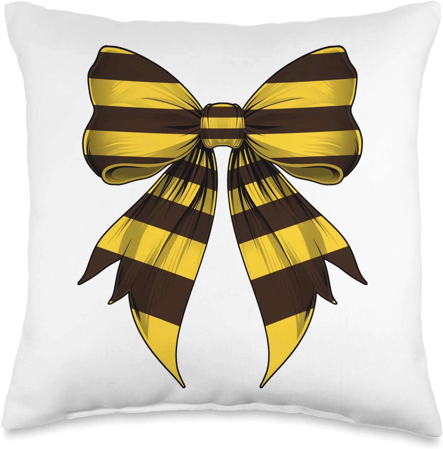 Coquette Bow Bee Yellow Stripes Pattern Halloween Costume Throw Pillow