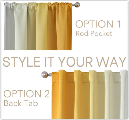 MIUCO Blackout Curtains & Drapes for Bedroom Living Room 84 Inches Long Yellow and White Room Darkening Ombre Curtains Rod Pocket & Back Tab Curtains Thermal Insulated Light Blocking 2 Panels Set