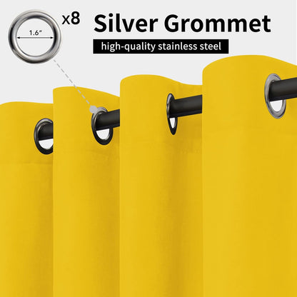Easy-Going Outdoor Curtains Waterproof Windproof Weatherproof Curtain for Patio, Cabana, Porch, Pergola and Gazebo, Grommet Top and Tab Bottom Drape, 1panel, 54x96 inch, Yellow
