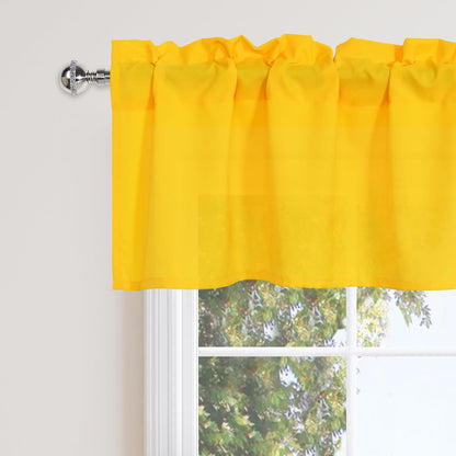 DWCN Valance Curtains for Living Room, Kitchen Valances Solid Short Topper, Rod Pocket Bathroom/Basement Curtain for Window Treatment, 1 Panel, 42 X 12 Inch, Yellow