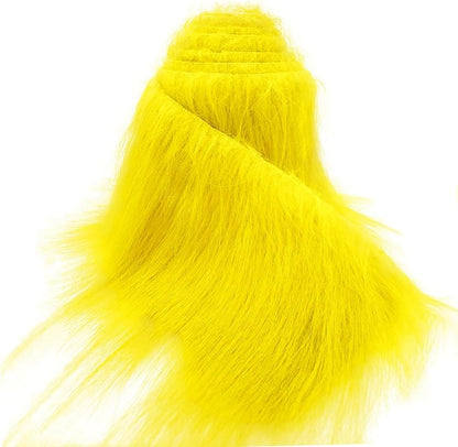 Fur Fabric for Crafts 2" x 60", Faux Fur Fabric Strips Yellow, Shaggy Craft Plush for DIY Santa/Gnome Beard, Handmade Christmas Halloween Cosplay Costume
