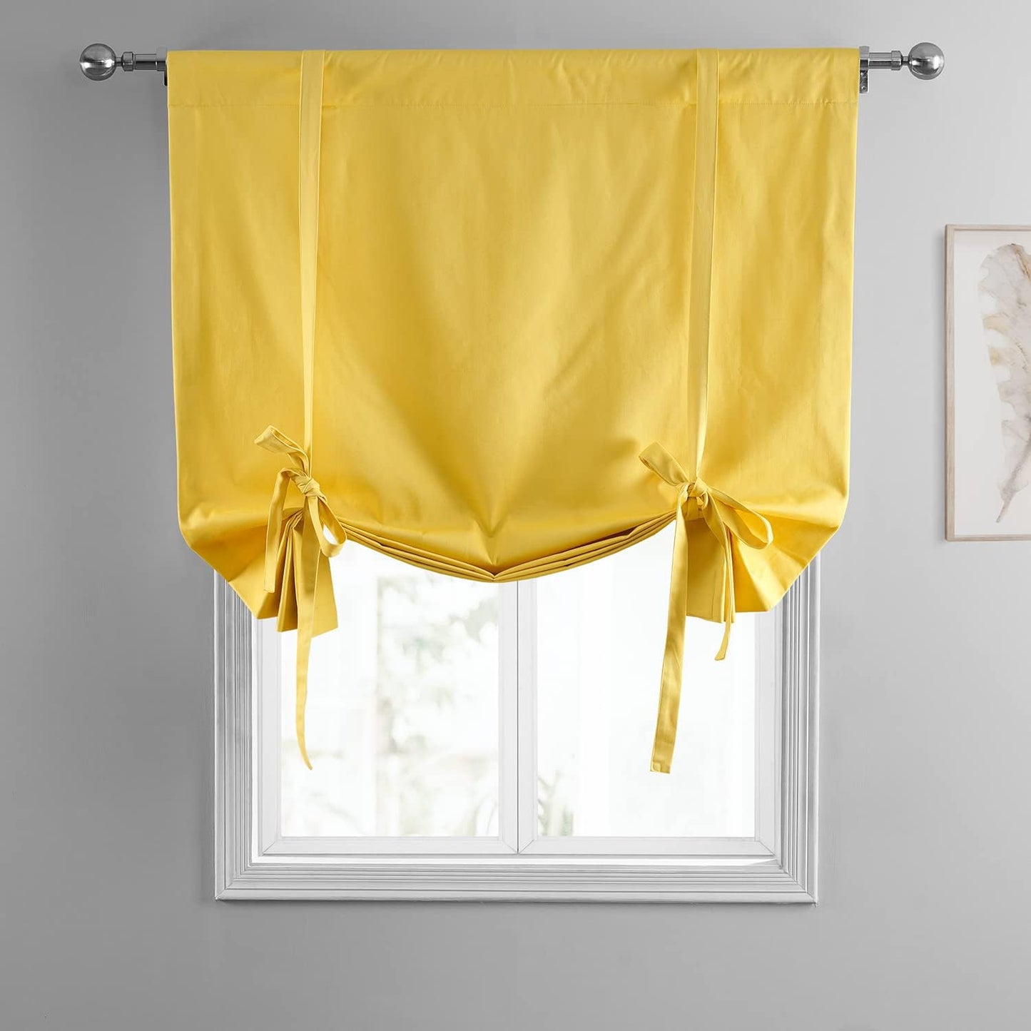 HPD Half Price Drapes Solid Cotton Room Darkening Tie Up Curtains for Windows Roll Up Balloon Curtain for Living Room, Kitchen 46 X 63 (1 Panel), Mustard Yellow