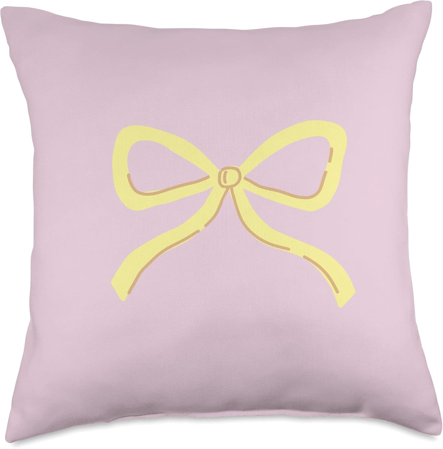Pastel Yellow Bow Girly Coquette Aesthetic Throw Pillow