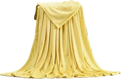 Coral Fleece Blanket for Couch Monochromatic Plush Fuzzy Lightweight Throw Super Soft Nap Blankets(Lemon Yellow,100x140cm(39x55inch))