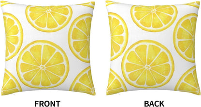 Yellow Sliced Lemon Double Sided Faux Fur Pillow Cover with Hidden Zipper - Soft Decorative Pillow Case for Sofa Bed Car