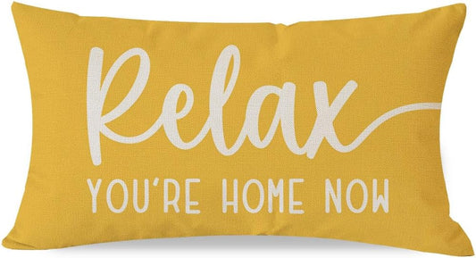 PANDICORN Decorative Throw Pillow Covers 12x20 Inch Relax Yellow Outdoor Farmhouse Summer Decorations Lumbar Pillow Decorative Throw Pillows Cases Cushion Covers for Porch Living Room Couch Decor