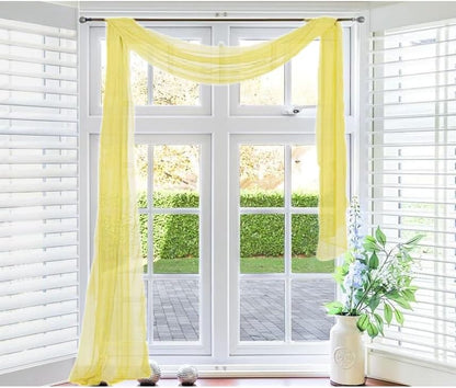 1 Solid Sheer Voile Window Scarf Valance for Home/Restaurant/Party Decor 216" Long x 37" Wide (Yellow)