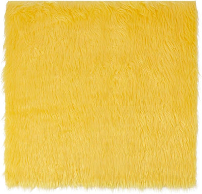 BENECREAT 15.75x15.75 Inch Faux Fur Fabric, Yellow Fur Fabric, Fur Ribbon Faux Mohair Fabric Fur Cloth for Cosplay Craft DIY Costumes Decoration