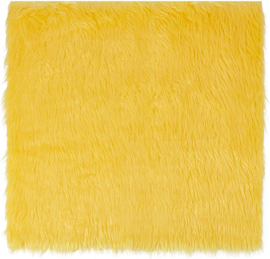 BENECREAT 15.75x15.75 Inch Faux Fur Fabric, Yellow Fur Fabric, Fur Ribbon Faux Mohair Fabric Fur Cloth for Cosplay Craft DIY Costumes Decoration