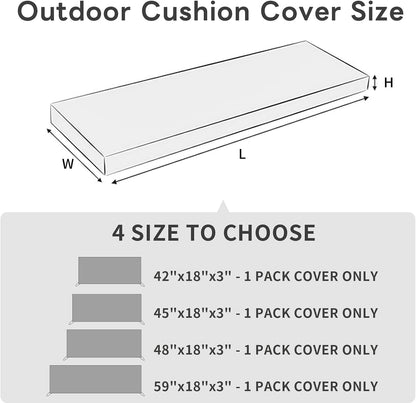 Patio Bench Cushion Covers for Outdoor Furniture 59 x 18 x 3 inch Water Resistant Loveseat Cushion Slipcover Replacement for Swing Porch Garden, Cover Only, Lemon Yellow
