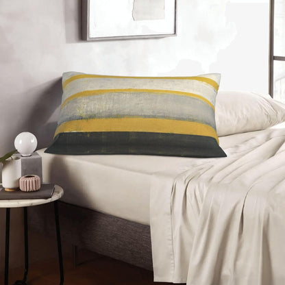 Yellow Grey Throw Pillow Covers Beige Abstract Art Lumbar Pillow Cover 12x20 Inch Set of 2 Painting Striped Pillowcase Decorative Cushion Cases for Couch Sofa