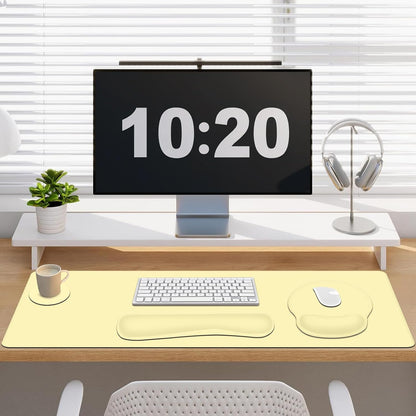 4 PCS Mouse Pad Desk Mat Protector, Keyboard Wrist Rest + Comfortable Mouse Pad with Wrist Rest +Coaster, Large Gaming Mousepad for Computer Laptop, 35.4" X 15.7" XXL Deskpad for Office Home I Yellow